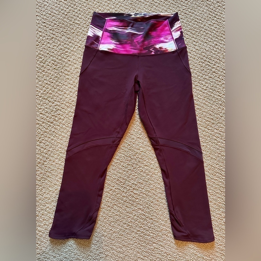 Lululemon Wunder Under Shine on 21” crop- wild berry rumble Bordeaux - Picture 4 of 10